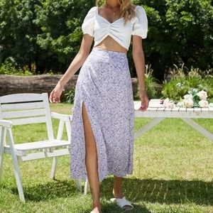 Shein Purple Floral Maxi Skirt